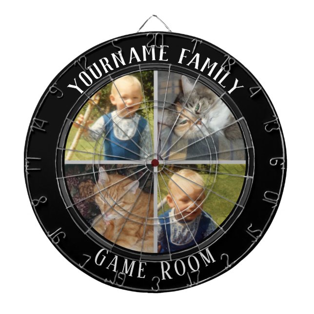 Familienname Vier-Foto-Spielzimmer Dartscheibe (vorne)