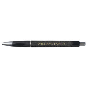 Familienname Vintage Schwarz Floral Botanisch Kugelschreiber