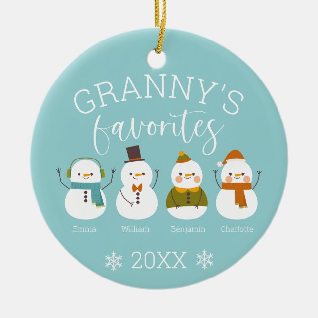 Familienname von Custom Snowman Keramik Ornament (Vorne)