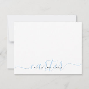 Familienname Wedple Light Baby Blue Script Mitteilungskarte