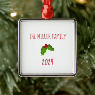 Familienname Weihnachten Holly Keepake Jahr Festli Ornament Aus Metall