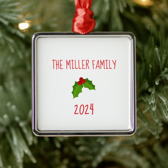 Familienname Weihnachten Holly Keepake Jahr Festli Ornament Aus Metall (Baum)