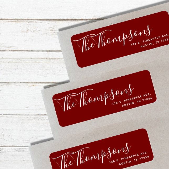 Familienname Weihnachten Rot Moderne Rücksendeadre (Von Creator hochgeladen)