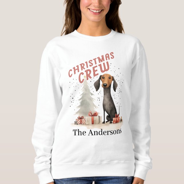 Familienname Weihnachtsgeburt Crew Niedlich Hund u Sweatshirt (Vorderseite)