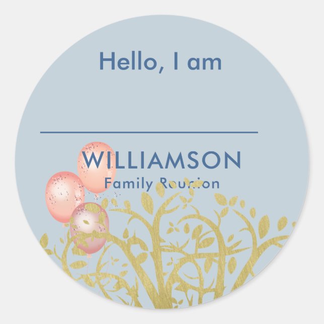 Familienname Wiedersehen Genealogie Baumstruktur Runder Aufkleber (Vorderseite)