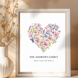 Familienname Wildblumen Herz Poster