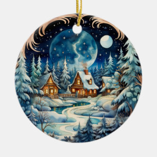 Familienname Winter Wonderland Forest Personalisie Keramik Ornament