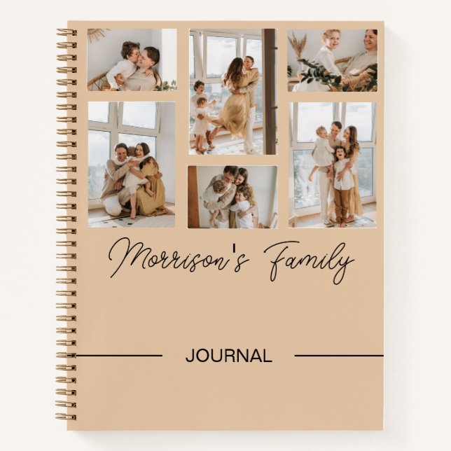 Familiennotebook mit Foto-Collage zum Personalisie Notizbuch (Vorderseite)