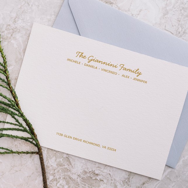 FAMILIENNOTECARDS Cursive Name Address IMITATS GOL Mitteilungskarte (Von Creator hochgeladen)