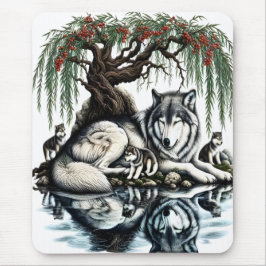 Familienoase Serene Wolf in idyllischer Natur Mousepad