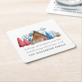 FAMILIENPAPIER FÜR Vintage WASSERFARBEN Rechteckiger Pappuntersetzer