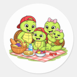 Familienpicknick Runder Aufkleber