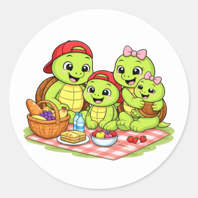 Familienpicknick Runder Aufkleber (Vorderseite)