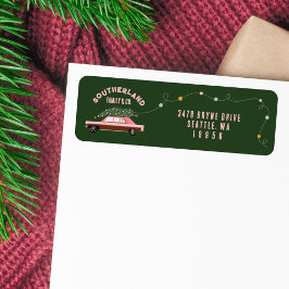 Familienpink Vintage Auto Weihnachtsbaum Lieferung