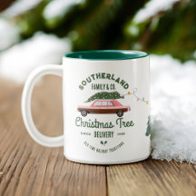 Familienpink Vintage Auto Weihnachtsbaum Lieferung