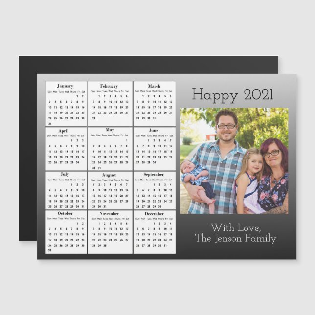 Familienportrait Mini 2021 Kalender Magneteinladung (Vorne/Hinten)