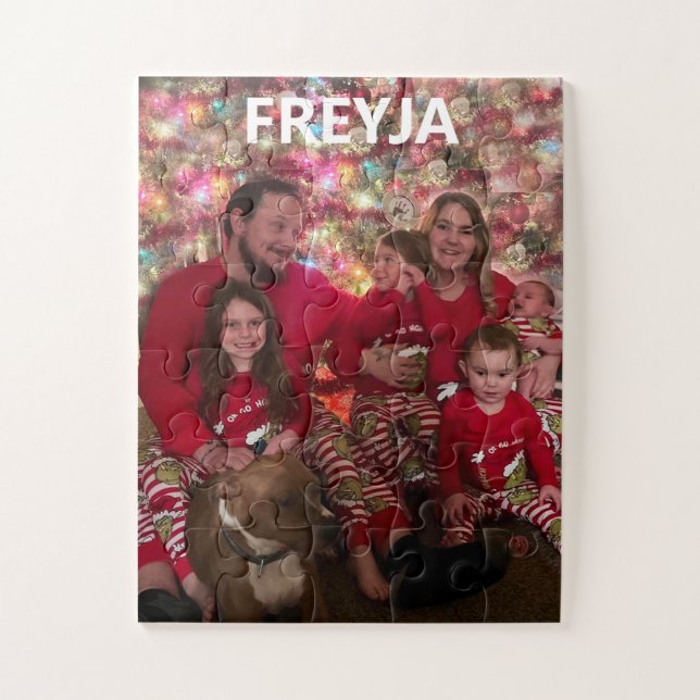Familienportrait mit Namen Puzzle (Vertikal)