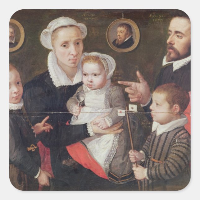 Familienportrait Quadratischer Aufkleber (Vorderseite)