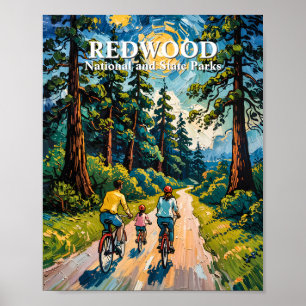 Familienradtour im Redwood National Park Gemälde Poster
