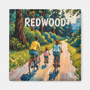 Familienradtour im Redwood National Park in Farbe Magnet