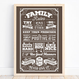 Familienregeln Fun House Regeln Typografy Poster