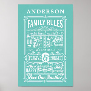 Familienregeln Haus Regeln Personalisierter Famili Poster