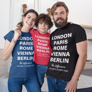 Familienreise nach Europa - Liste der Städte mit b T-Shirt