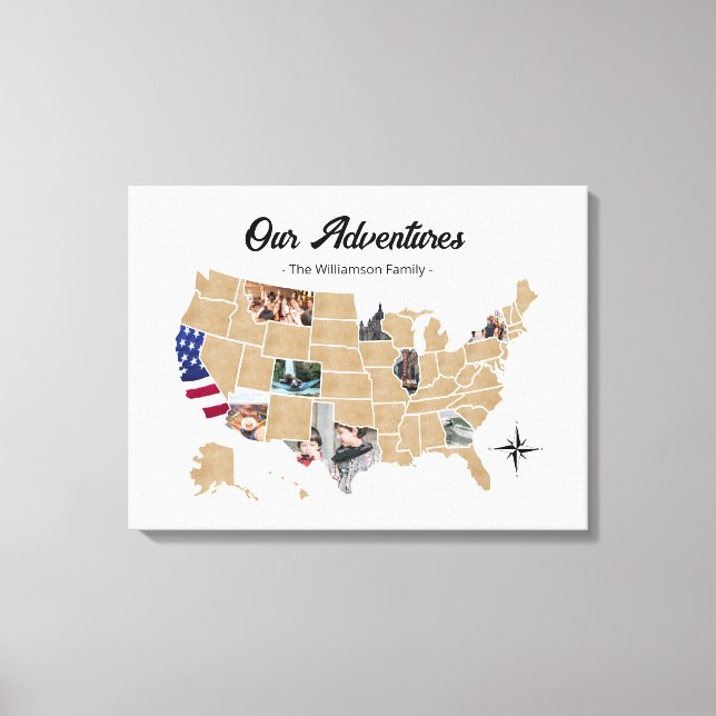 Familienreisen Adventures Custom Foto Collage USA Leinwanddruck (Vorderseite)