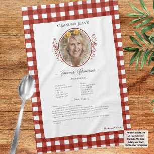 Familienrezept Andenken Foto Gingham Geschirrtuch