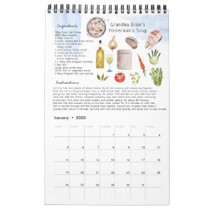 Familienrezept-Erbstück Andenken   Aquarell Kalender