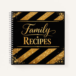 Familienrezepte - Black Gold Script Kochbuch Notizbuch