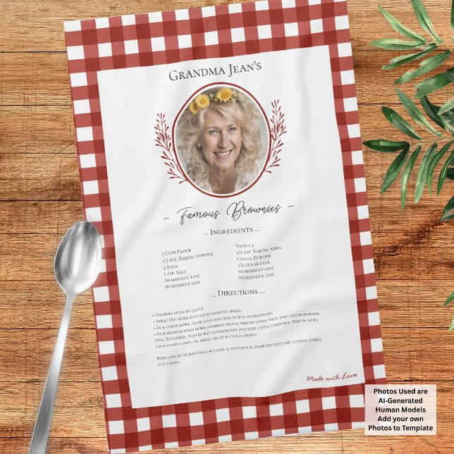 Familienrezepte Keepake Foto Gingham Geschirrtuch (Von Creator hochgeladen)