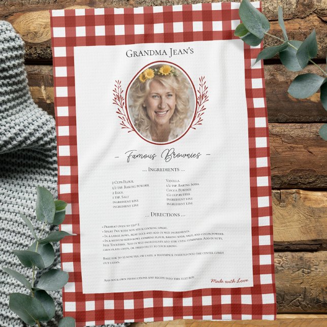 Familienrezepte Keepake Foto Gingham Geschirrtuch (Von Creator hochgeladen)