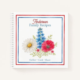 Familienrezeptebuch | Wasserfarbenes Florales Koch Notizbuch