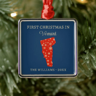 Familiens erstes Weihnachten in Vermont USA Bundes Ornament Aus Metall