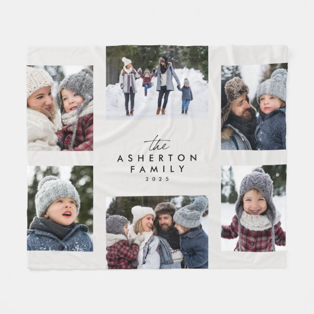 Familiensammlung 6 Foto schlicht, modern, cremefar Fleecedecke (Vorderseite (Horizontal))