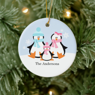 Familienschmuck Pinguin Keramik Ornament