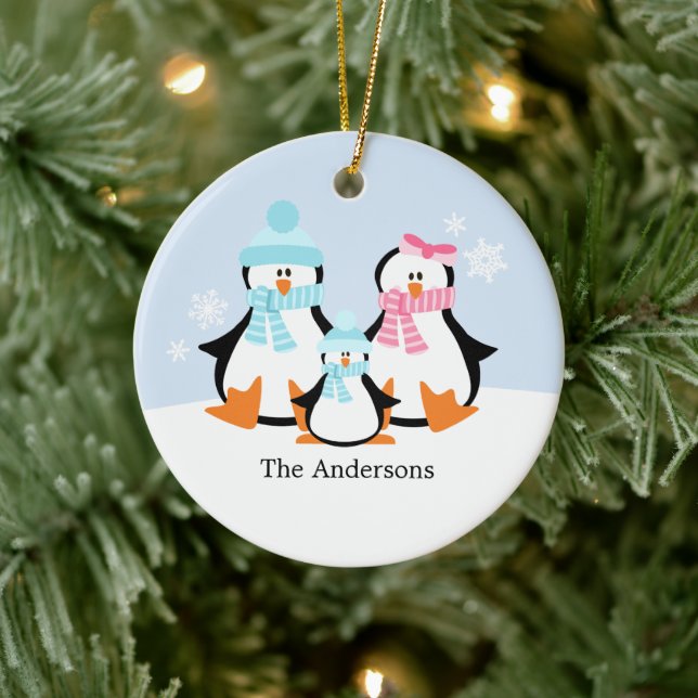 Familienschmuck Pinguin Keramikornament (Baum)