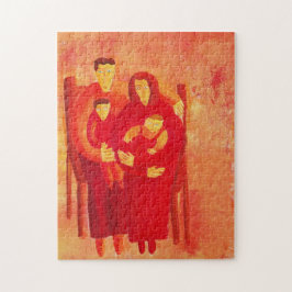 Familiensitzende Porträtmalerei zeitgenössischer K Puzzle