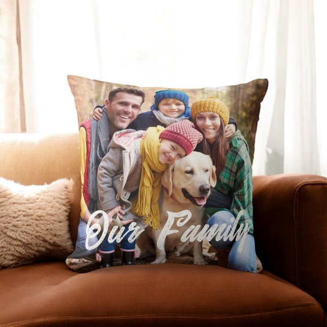 Familienspass Foto einfaches Kopfkissen Kissen (fun family photo throw pillow )