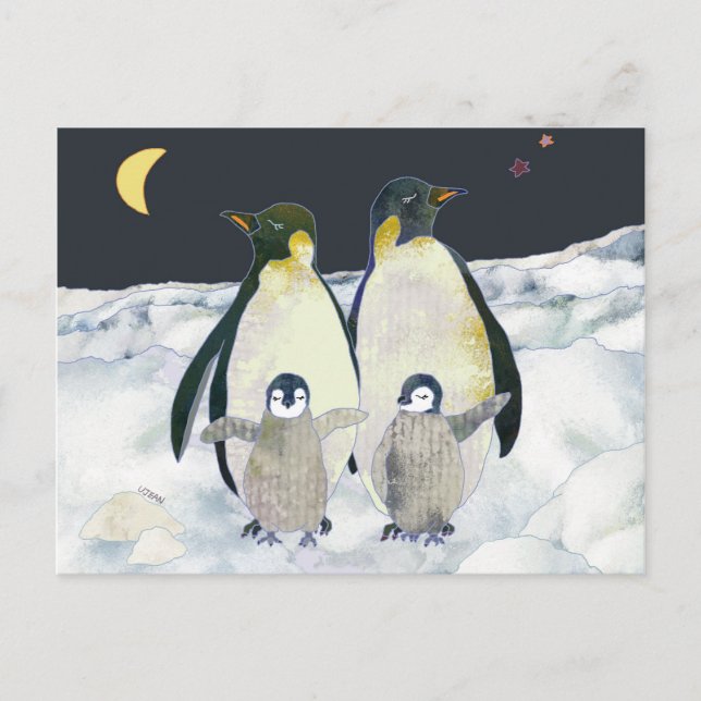 Familienspass Pinguin Postkarte (Vorderseite)