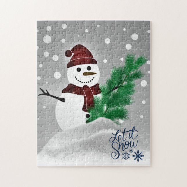 Familienspass Snowman mit Weihnachtsbaum Puzzle (Vertikal)