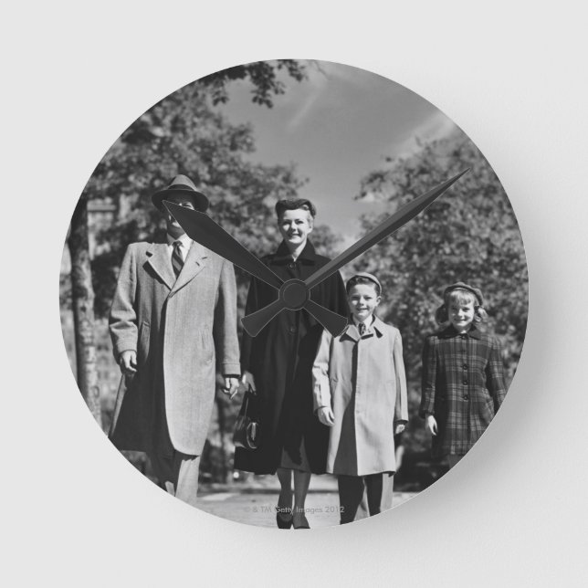 Familienspaziergang Runde Wanduhr (Vorderseite)