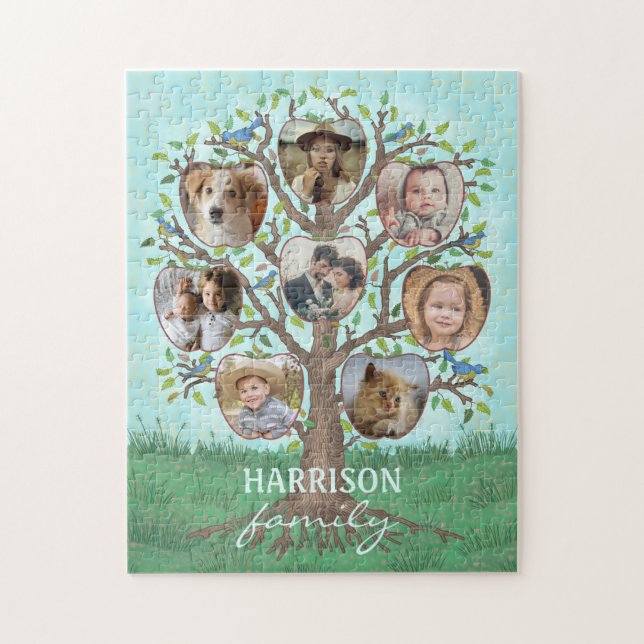Familienstammbaum 8 Bilder + Name leicht Puzzle (Vertikal)