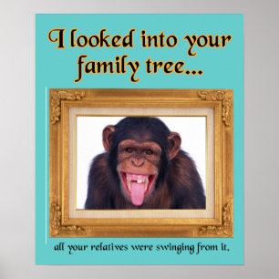 Familienstammbaum-Affe Lustiger Druckposter Schild