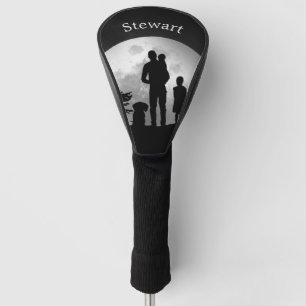 Familientage Ende der Silhouette mit dem Mond Pers Golf Headcover
