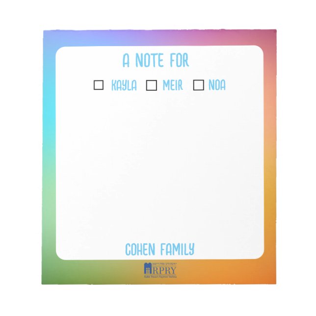 Familientext Notizblock (Vorderseite)