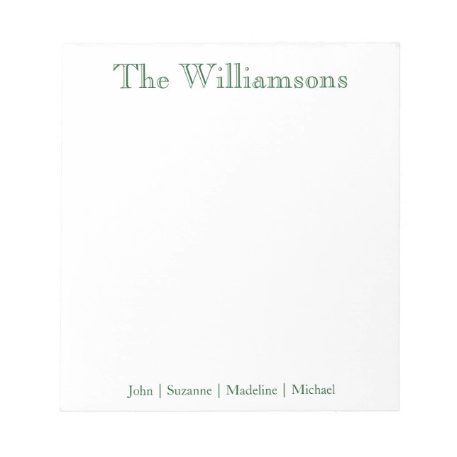 Familientext Notizblock (Vorderseite)