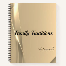 Familientraditionen und Rezept-Journal | Goldenes  Notizbuch