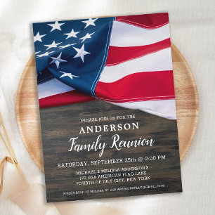 Familientreffen Amerikanische Flagge Patriotische  Einladungspostkarte